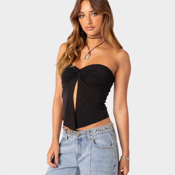Edikted Tops - Edikted Black Twisted Split Tube Top – Size M (Never Worn!)